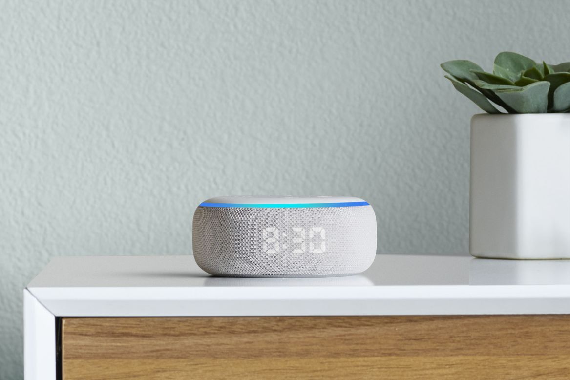 Amazon-Echo-Dot-with-Clock-on-sidetable